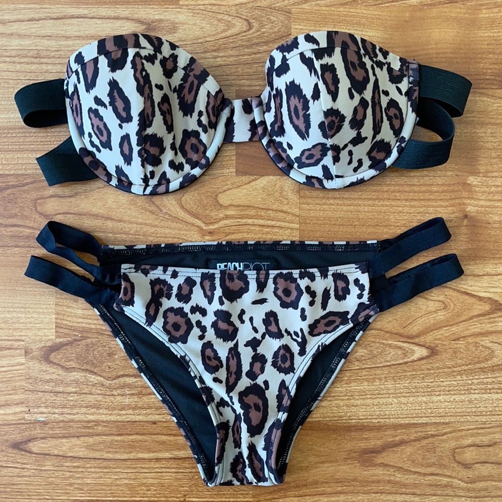 Beach Riot Strapless Leopard Bikini